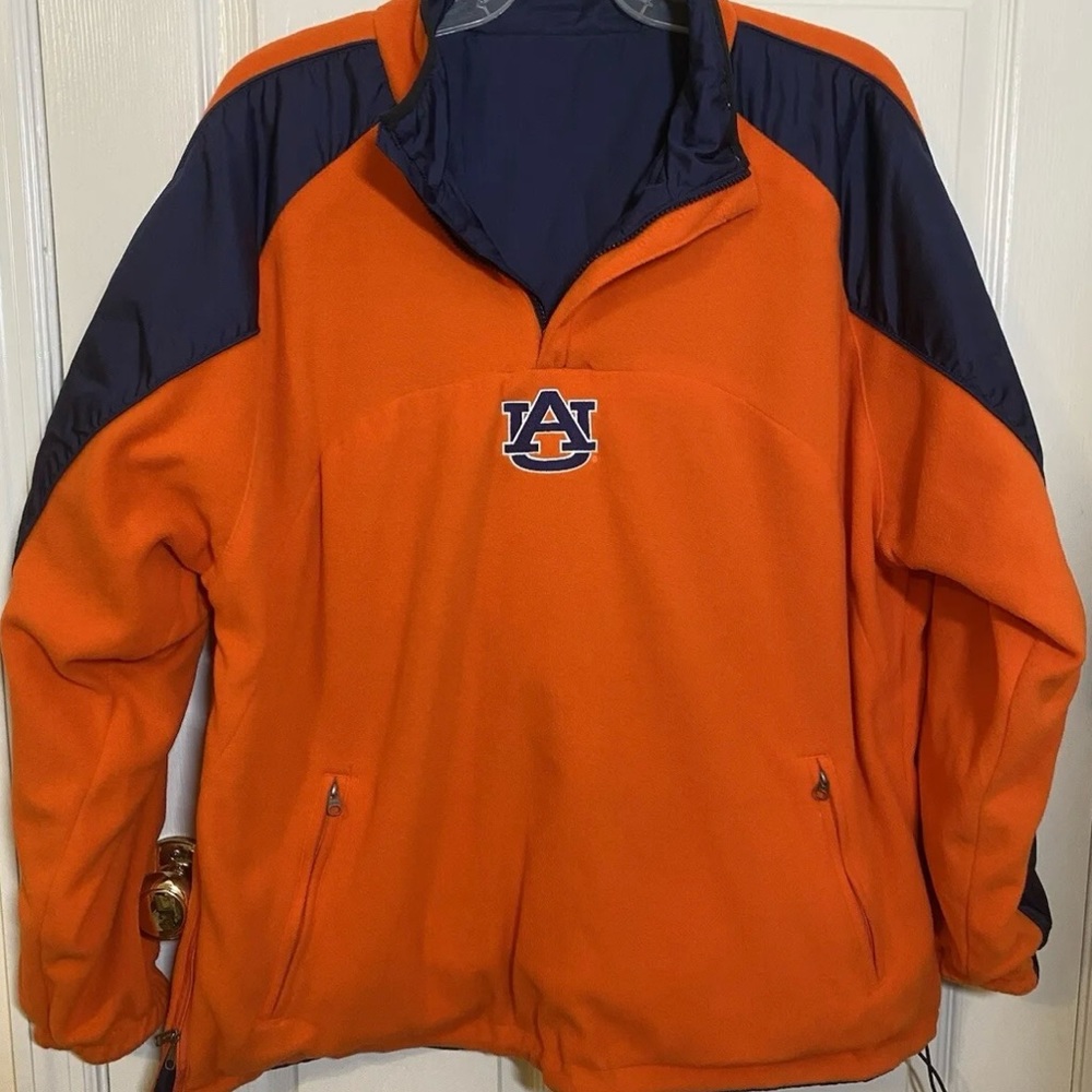 Auburn Tigers University Men’s Large Reversible Windbreaker Raincoat Fleece exc!